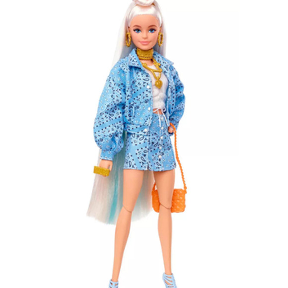 Barbie Extra Doll #16 Paisley Print Oversized Jacket  with Pet Chihuahua NIB - Picture 5 of 9